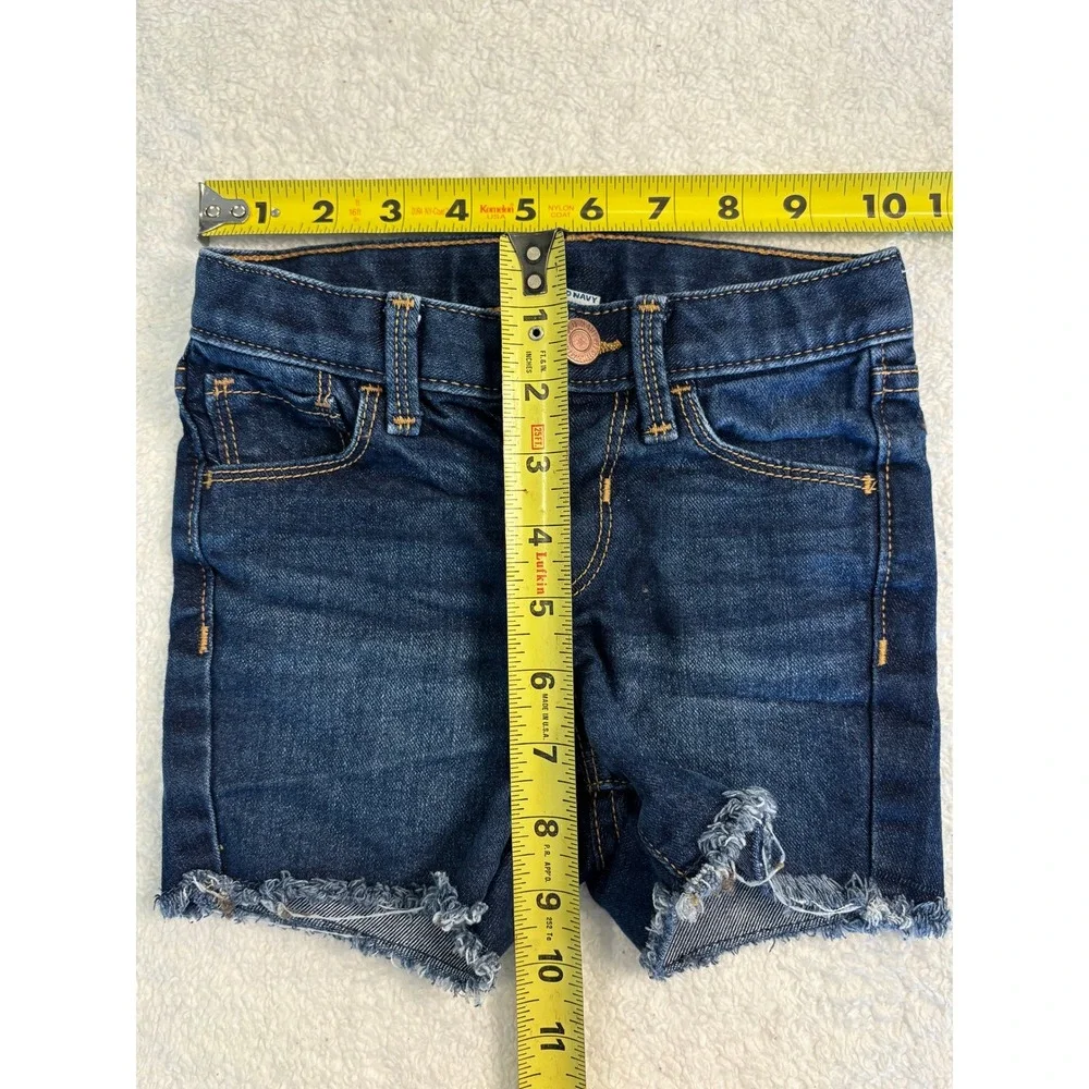 Old Navy Girls Dark‎ Wash Distressed Raw Hem Denim Shorts Size 4T